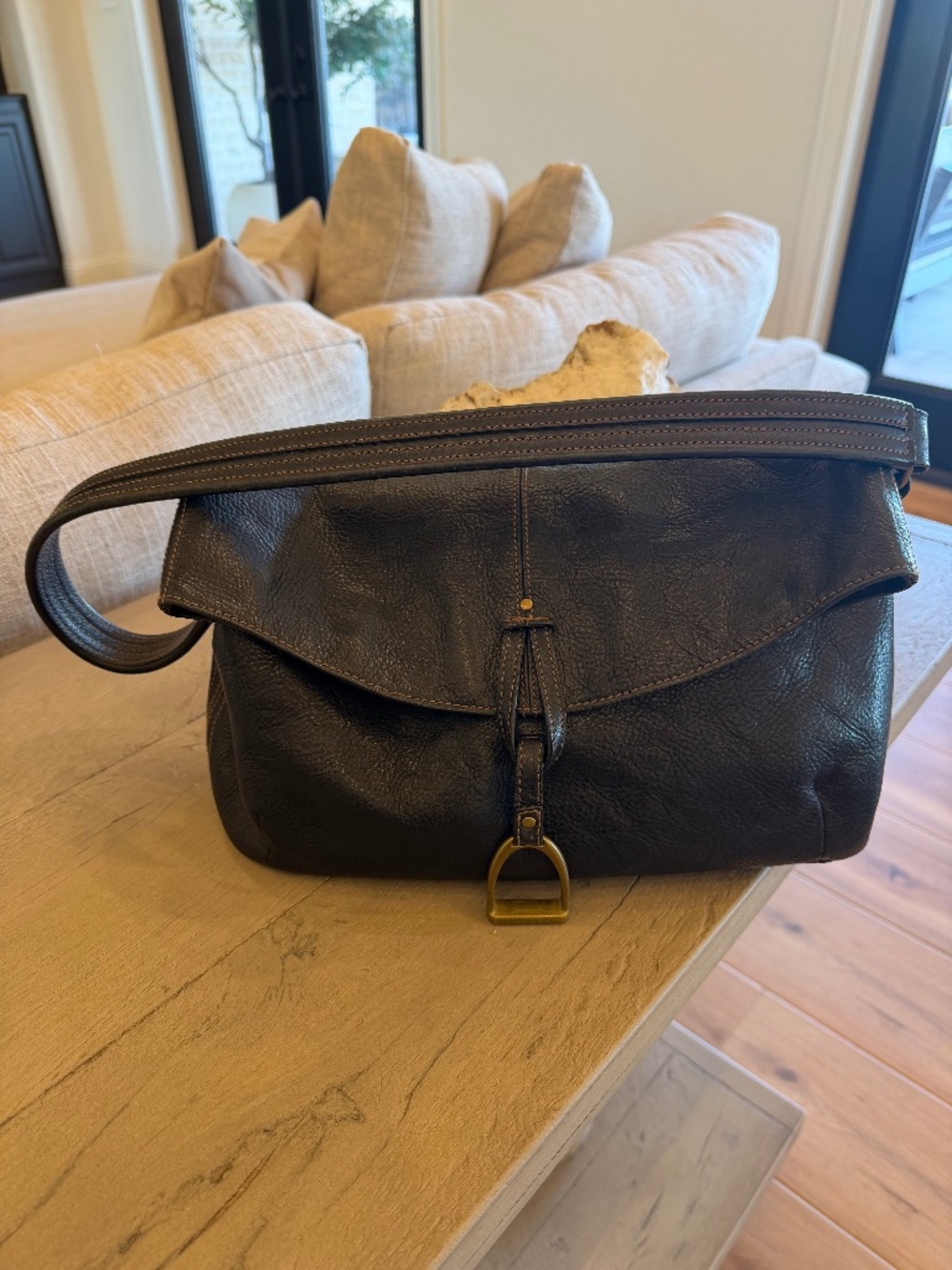 Vintage Lauren Ralph Lauren Black Leather Satchel Bag Women’s Equestrian Horse